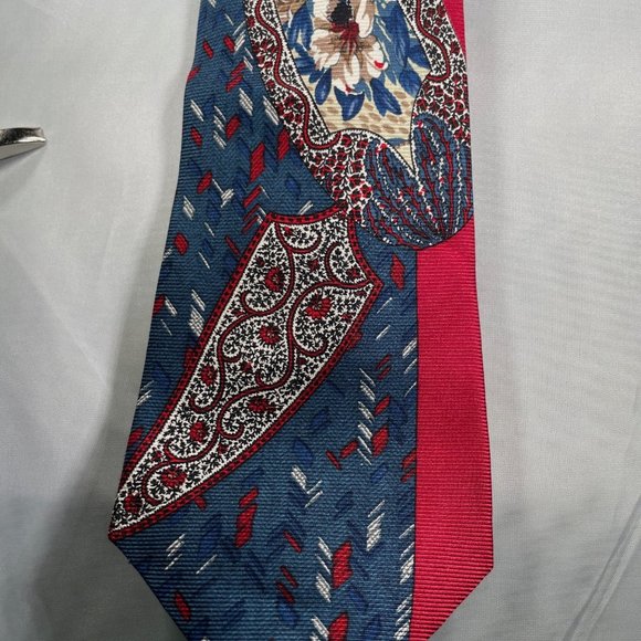 Multi color printed pure silk Tie - Picture 1 of 4